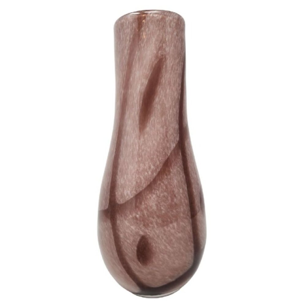 Vintage 12.5" Hand Blown Art Glass Vase Swirled Pink & Mauve Mid‎ Century Style